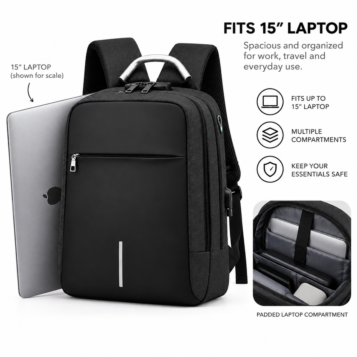 Anti-Theft Travel Backpack (USB Charging)