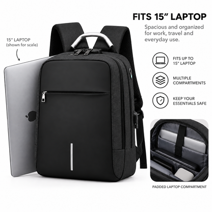 Anti-Theft Travel Backpack (USB Charging)