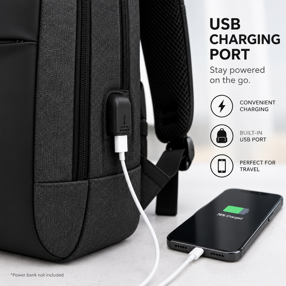 Anti-Theft Travel Backpack (USB Charging)
